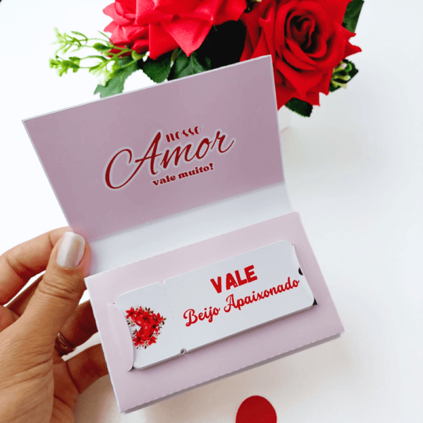 Vales do Amor com caixa Dia dos Namorados – Fundo Rosa