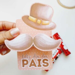 12 Cartões Bigode Para Baton Dia dos Pais