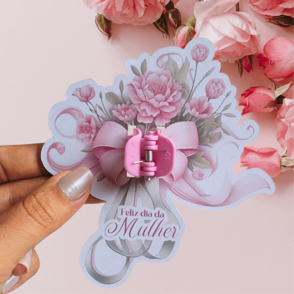 12 Card com Presilha Dia da Mulher Bouquet