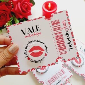 12 Cartões Vale Beijos Dia dos Namorados