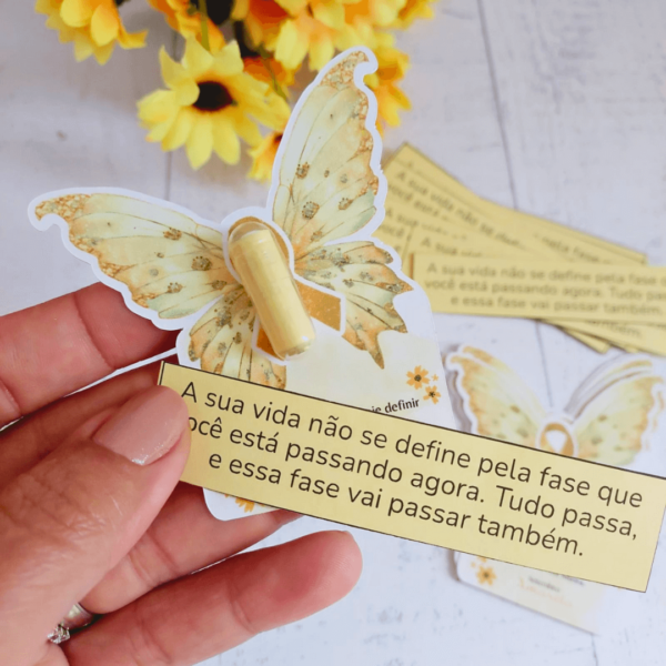 24 Cartões + Pílula com Mensagem Setembro Amarelo - Borboleta - Imagem 3