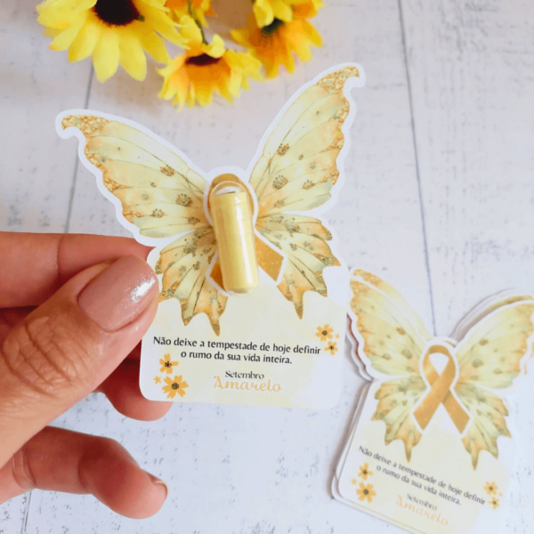 24 Cartões + Pílula com Mensagem Setembro Amarelo - Borboleta - Imagem 4