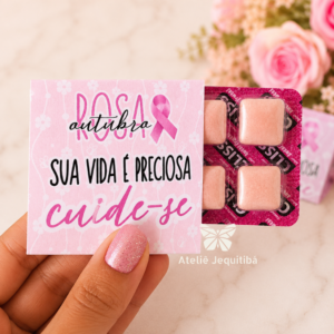 24 Embalagens para Chicletes Outubro Rosa