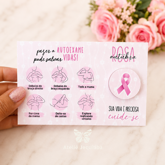 12 Card com Potinho para Hidratante Outubro Rosa 2025