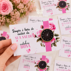 24 Card para Moedinha de Chocolate Outubro Rosa