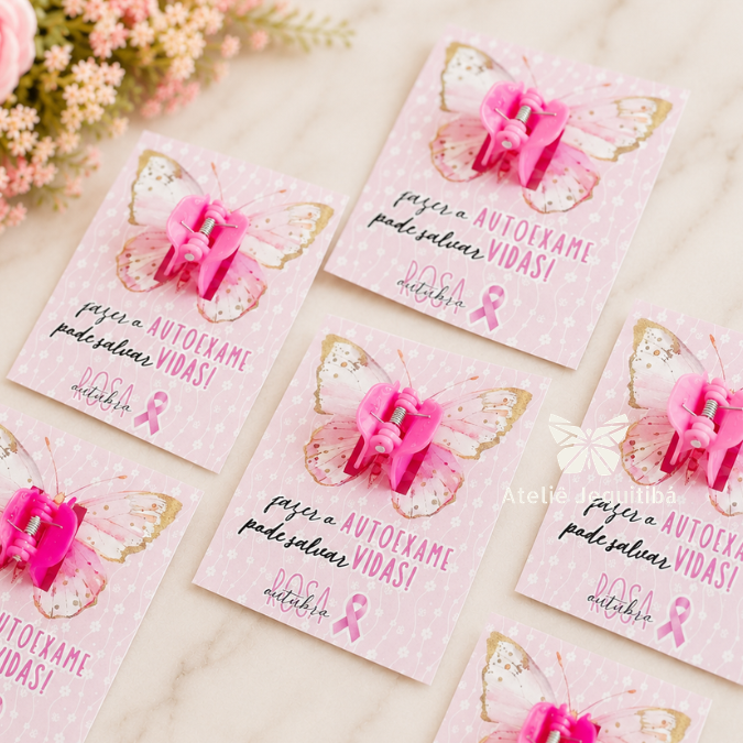12 Card Com Presilha, Prendedor Outubro Rosa - reto - Imagem 3