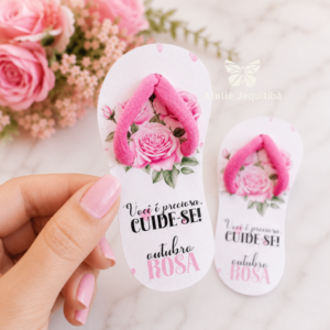24 Tag Chinelo Com Xuxinha Outubro Rosa- Cuide-se