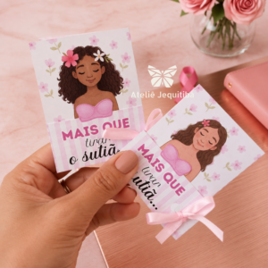 20 cards com brincos pérolas Outubro Rosa