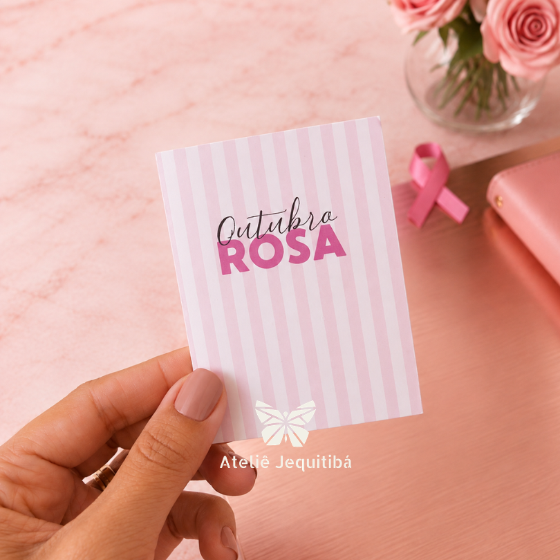 20 cards com brincos pérolas Outubro Rosa - Imagem 3