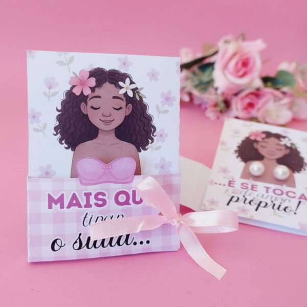 24 cards com brincos pérolas Outubro Rosa - Imagem 3