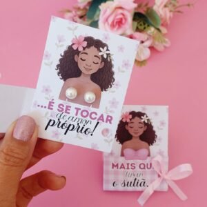 24 cards com brincos pérolas Outubro Rosa