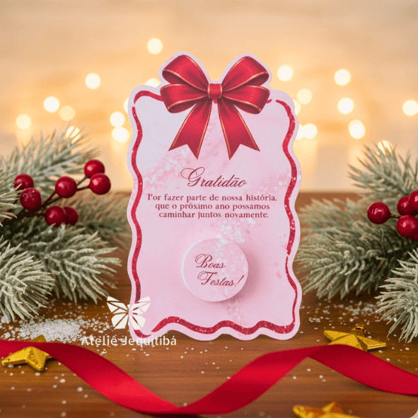 12 Cartões com Potinho para Hidratante Natal Luxo - Imagem 4