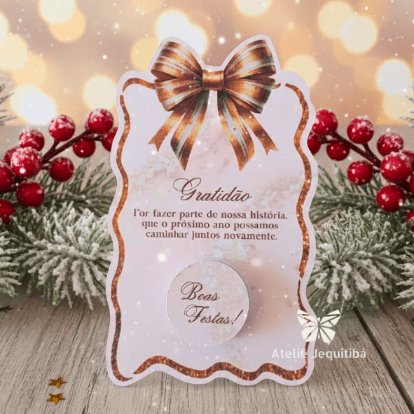 12 Cartões com Potinho para Hidratante Natal Luxo