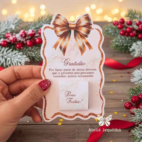 10 Cartões com Chocolate LaCreme Natal Luxo - Imagem 4