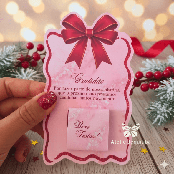 10 Cartões com Chocolate LaCreme Natal Luxo