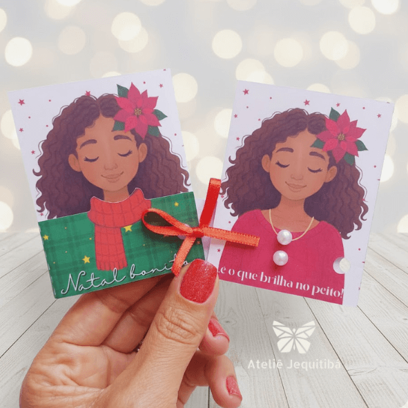 24 Cartões Com Brincos Pérolas Natal