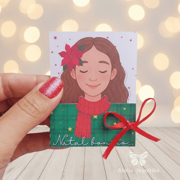 24 Cartões Com Brincos Pérolas Natal - Imagem 3