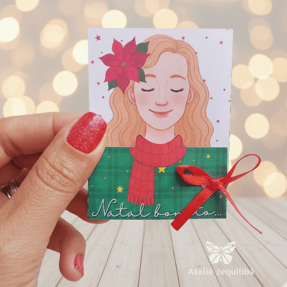 24 Cartões Com Brincos Pérolas Natal - Imagem 5