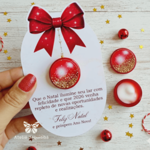 12 Cartões com Potinho Vermelho para Hidratante Natal