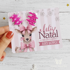 12 Cartões com Presilhas de Cabelo Natal