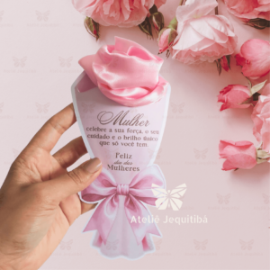 10 Card Buquê Touca de Cetim Dia da Mulher