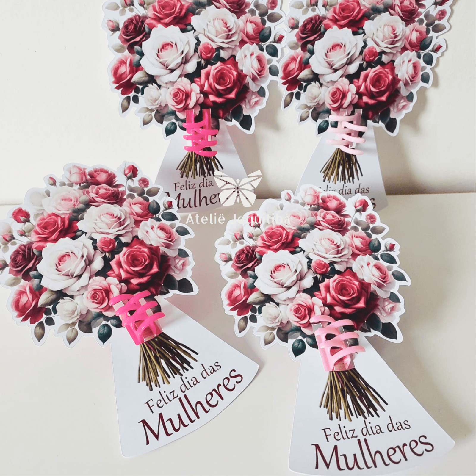 10 Card Buquê de Flores com Presilha Dia da Mulher - Imagem 4
