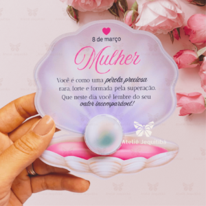 12 Cards Pérola com Potinho Hidratante Dia da Mulher