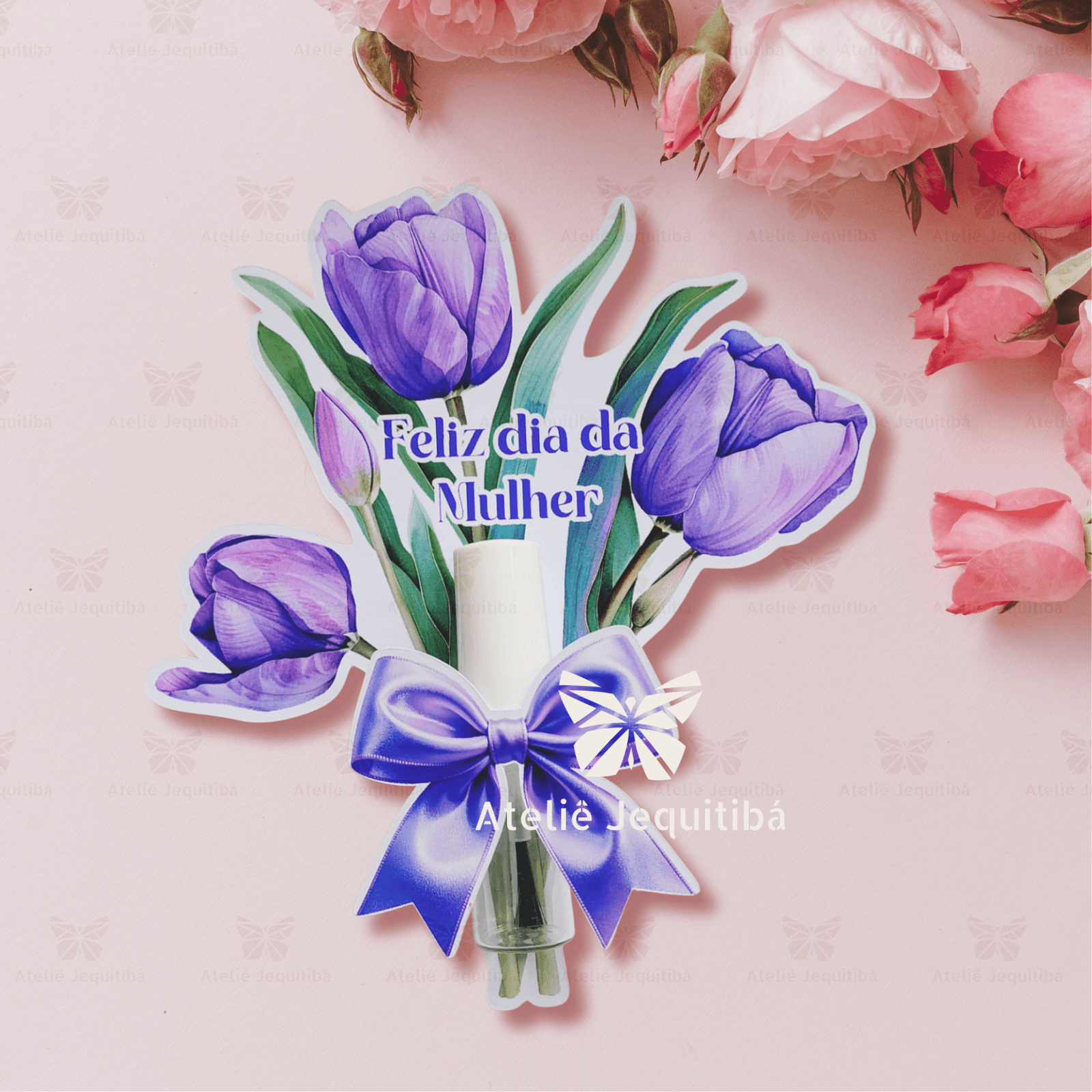 10 Cards Tulipa para Óleo de Cutículas Mimo Dia da Mulher - Imagem 2