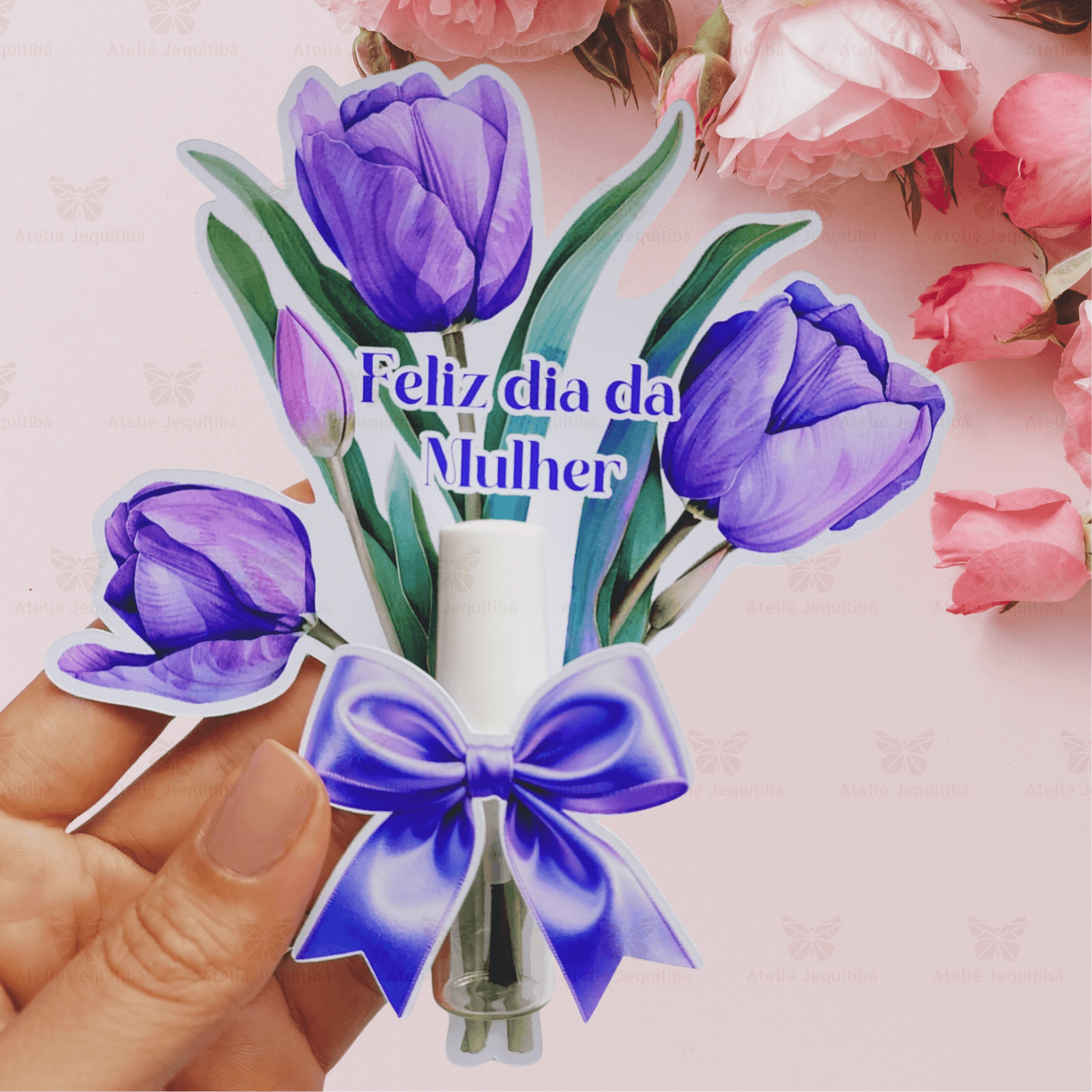10 Cards Tulipa para Óleo de Cutículas Mimo Dia da Mulher - Imagem 4