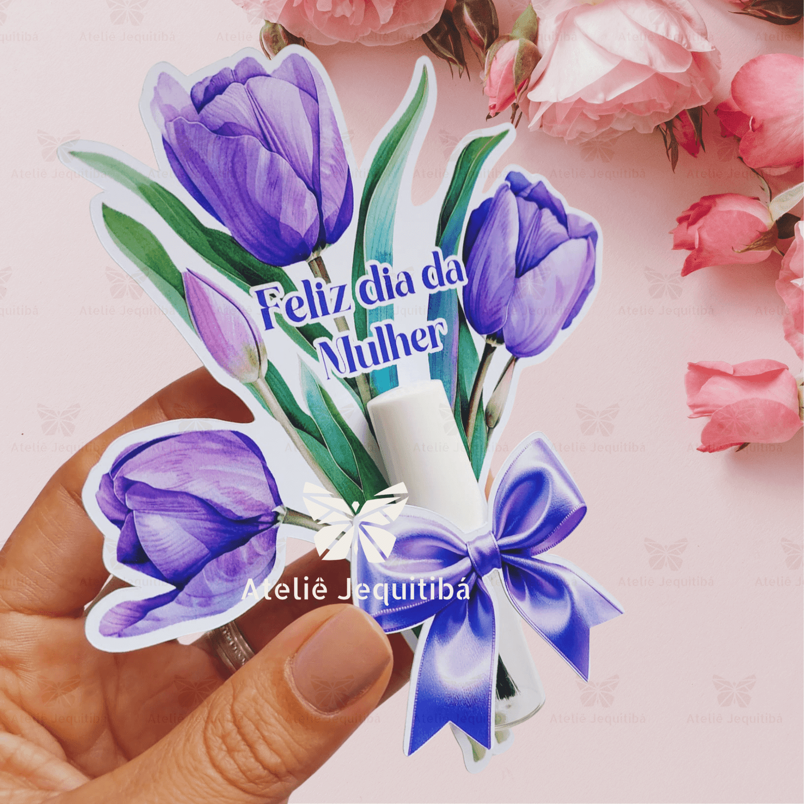 10 Cards Tulipa para Óleo de Cutículas Mimo Dia da Mulher - Imagem 5