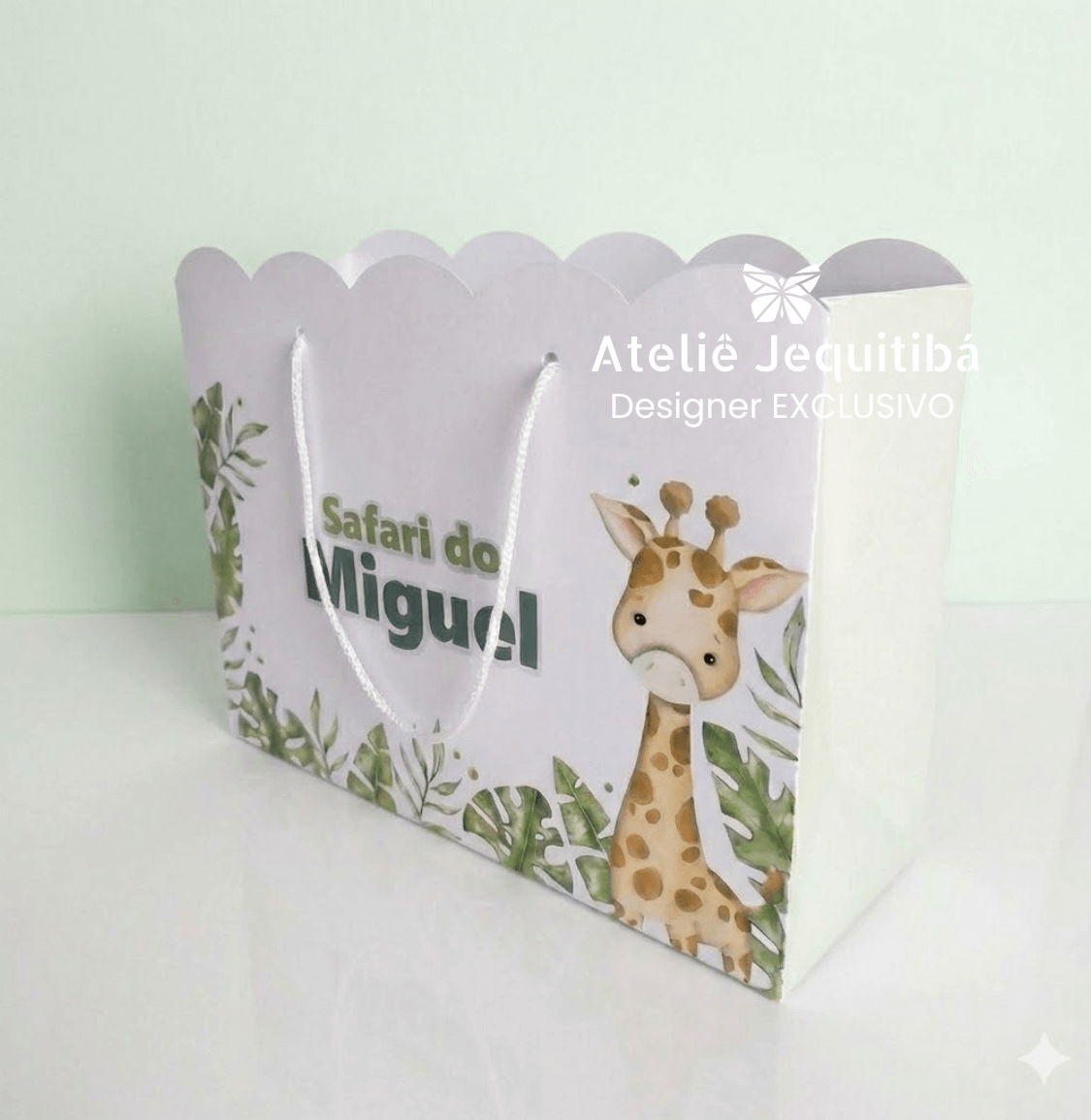 Sacolinha Nuvem Personalizada Safari Girafa - Pegue e Monte - Imagem 2