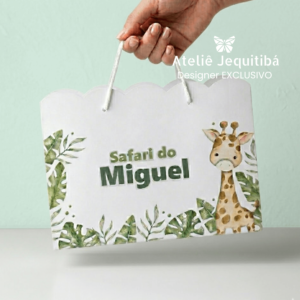 Sacolinha Nuvem Personalizada Safari Girafa - Pegue e Monte