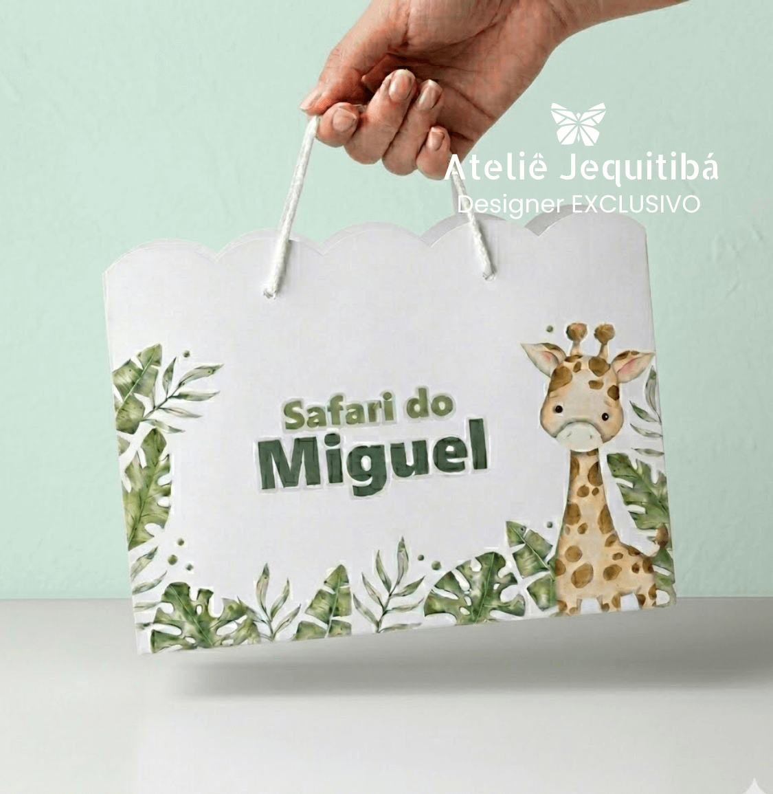 Sacolinha Nuvem Personalizada Safari Girafa - Pegue e Monte