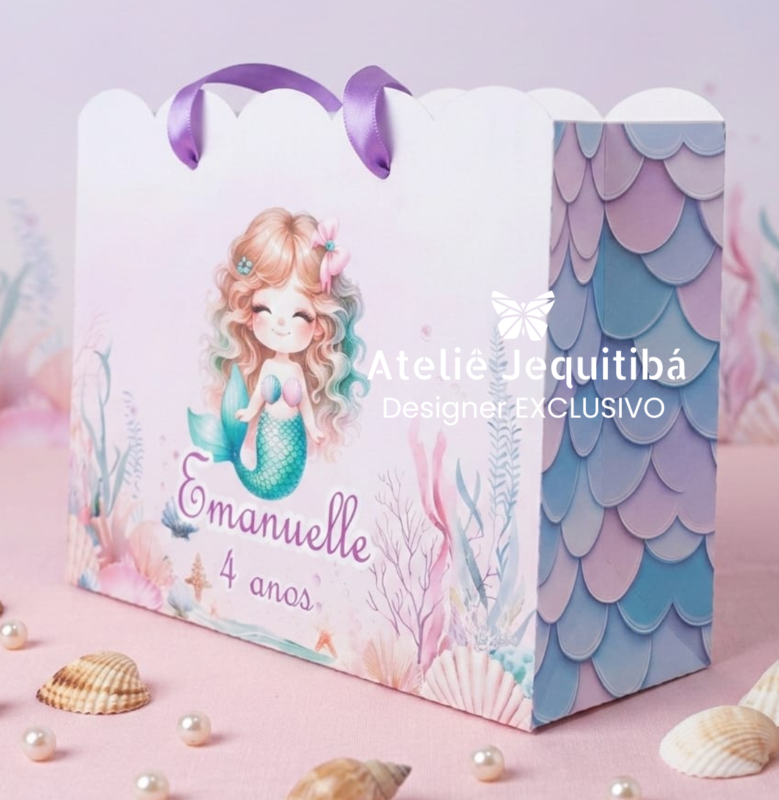 Sacolinha Nuvem Personalizada Sereia Fundo do Mar - Pegue e Monte - Imagem 4