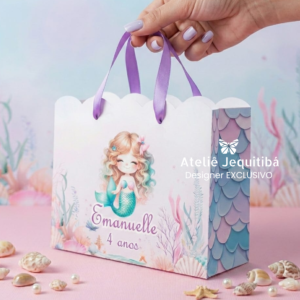 Sacolinha Nuvem Personalizada Sereia Fundo do Mar - Pegue e Monte