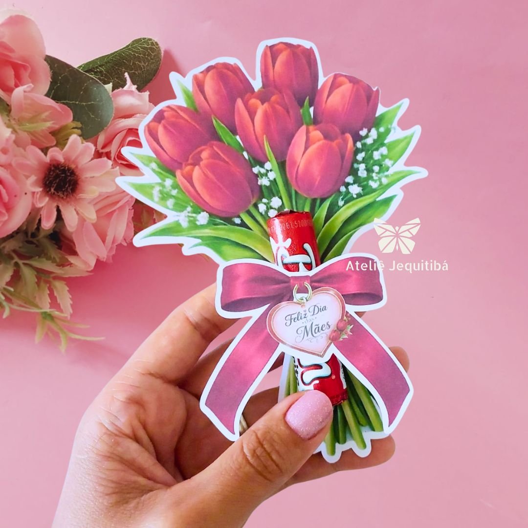 10 Card Buquê de Tulipas para Baton Dia das Mães - Imagem 7
