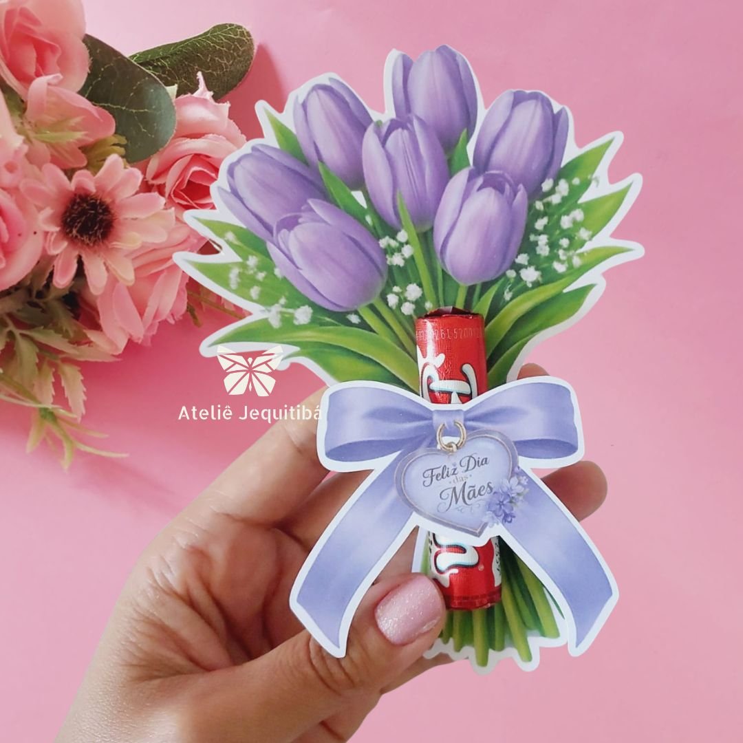 10 Card Buquê de Tulipas para Baton Dia das Mães - Imagem 6