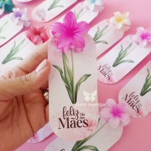 10 Cards com Presilha/Prendedor de Cabelo Flor Dia das Mães