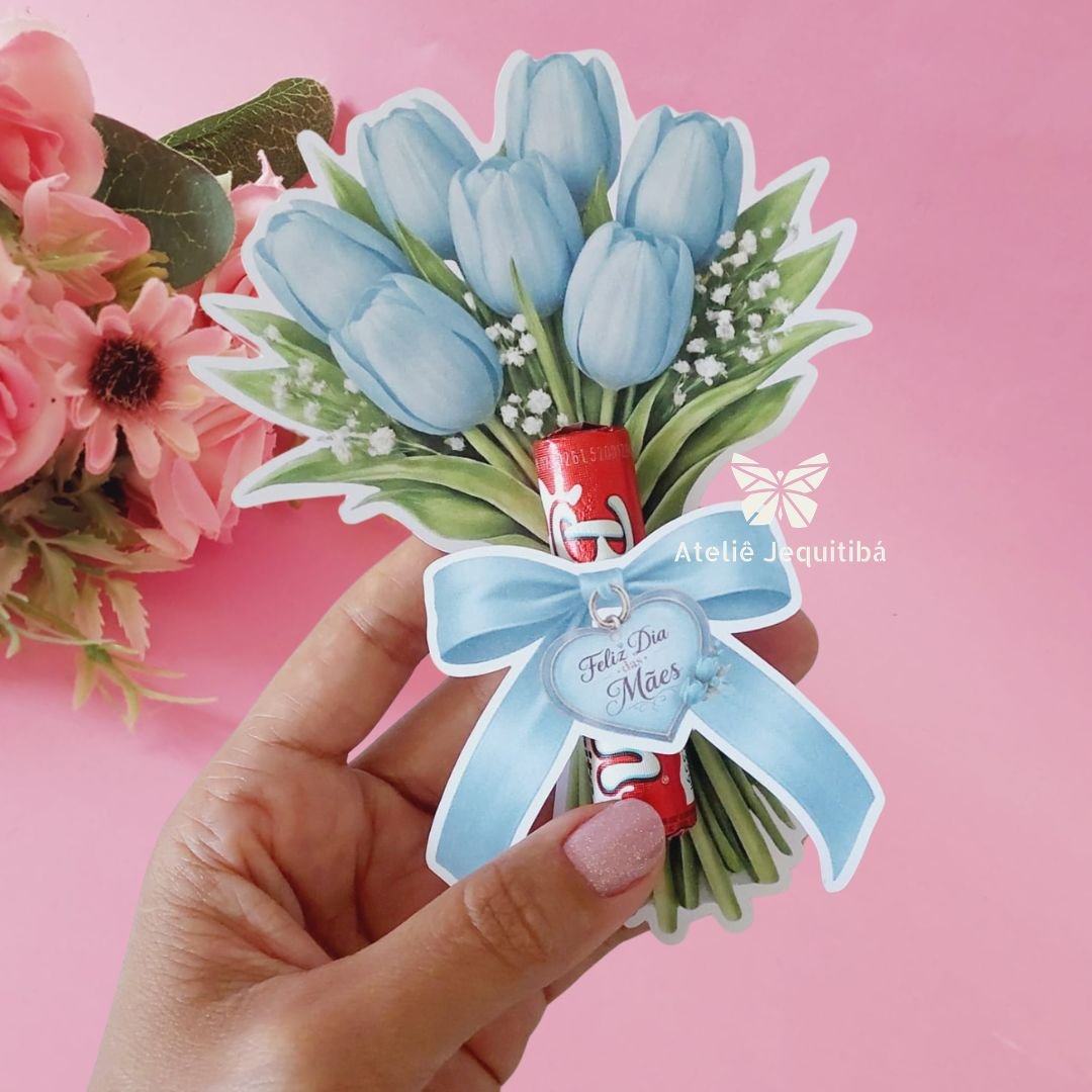 10 Card Buquê de Tulipas para Baton Dia das Mães - Imagem 5
