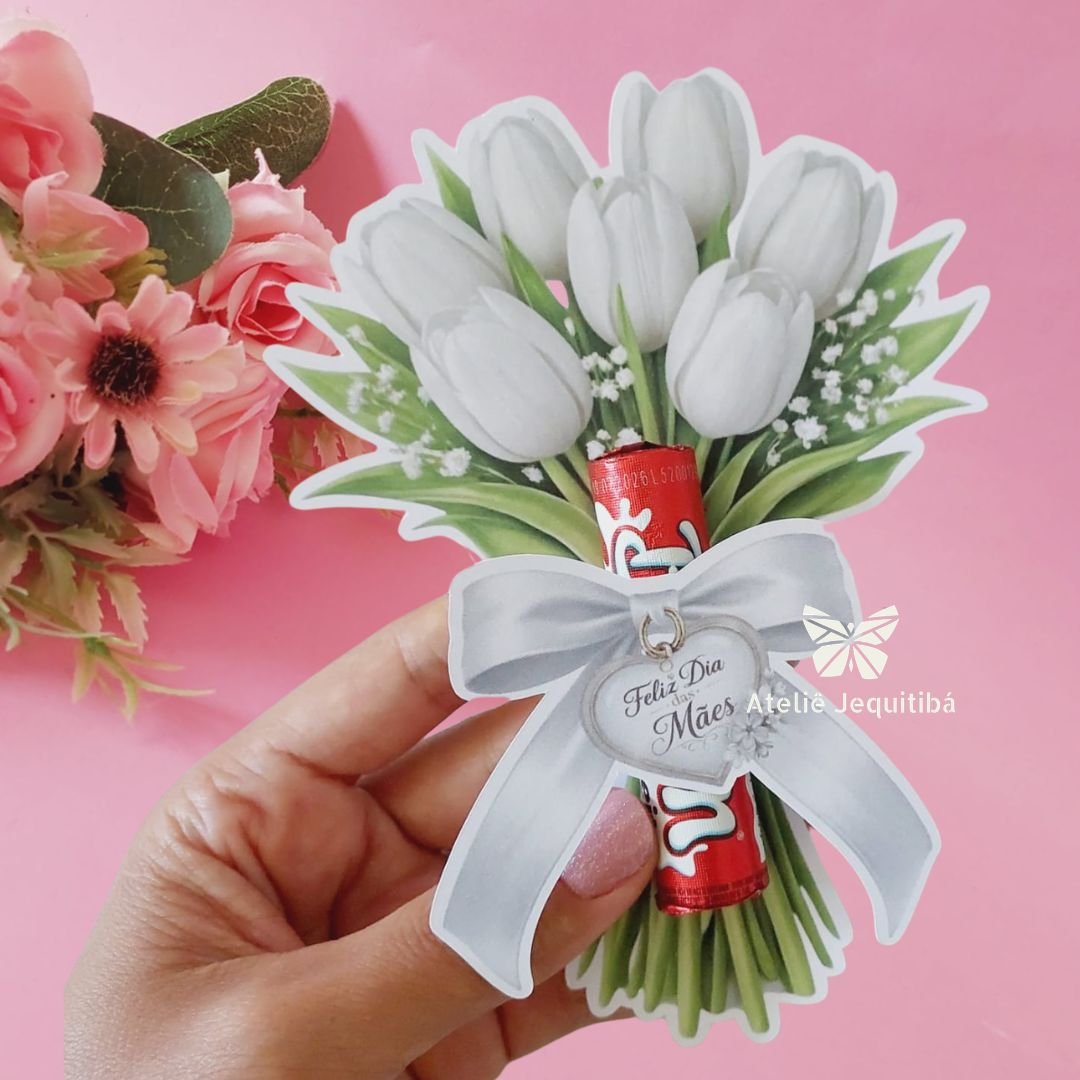 10 Card Buquê de Tulipas para Baton Dia das Mães - Imagem 4