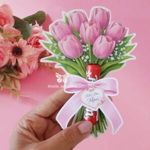 10 Card Buquê de Tulipas para Baton Dia das Mães