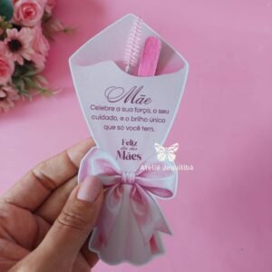 20 Cards Buquê de com Mini Lixa e Escovinha Dia das Mães