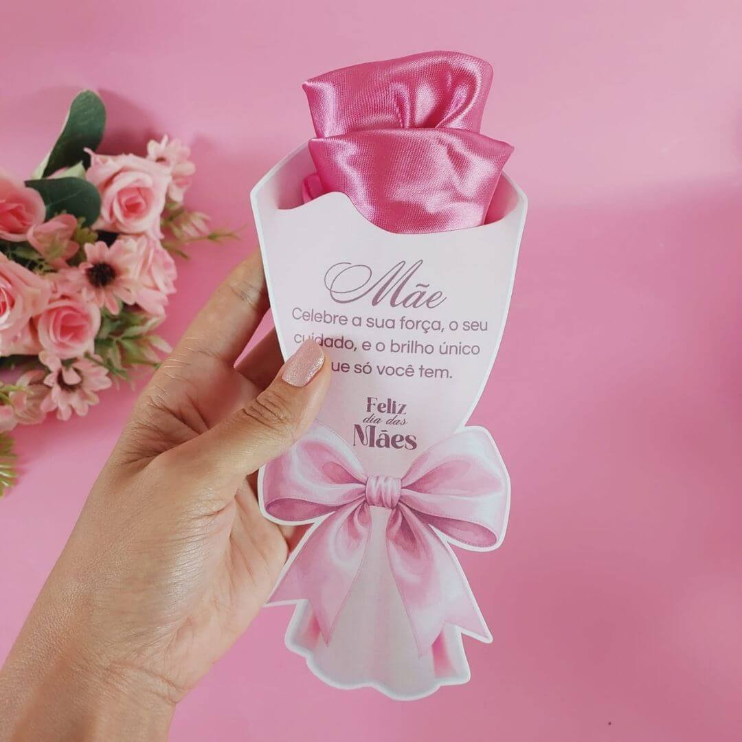 10 Cards Buquê para Touca de Cetim Dia das Mães