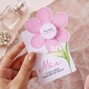 12 Cards Flor com Potinho Hidratante Dia das Mães