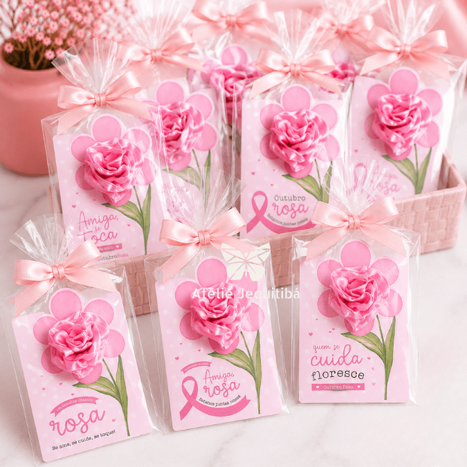 20 Card Flor Xuxinha de Cetim Outubro Rosa - Imagem 2