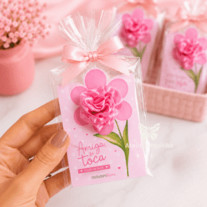 20 Card Flor Xuxinha de Cetim Outubro Rosa
