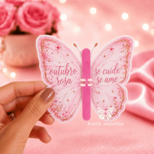 20 Borboletas Com Mini Lixa Outubro Rosa