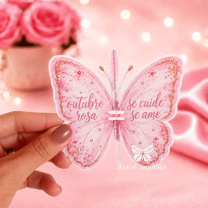 20 Borboleta Com Escovinha Cílios Outubro Rosa