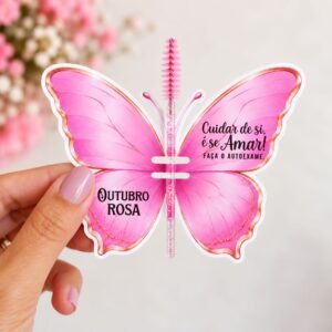 20 Borboletas Rosa Com Escovinha Cílios Outubro Rosa