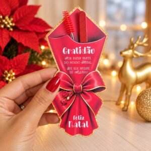20 Cards Buquê com Mini Lixa e Escovinha Natal
